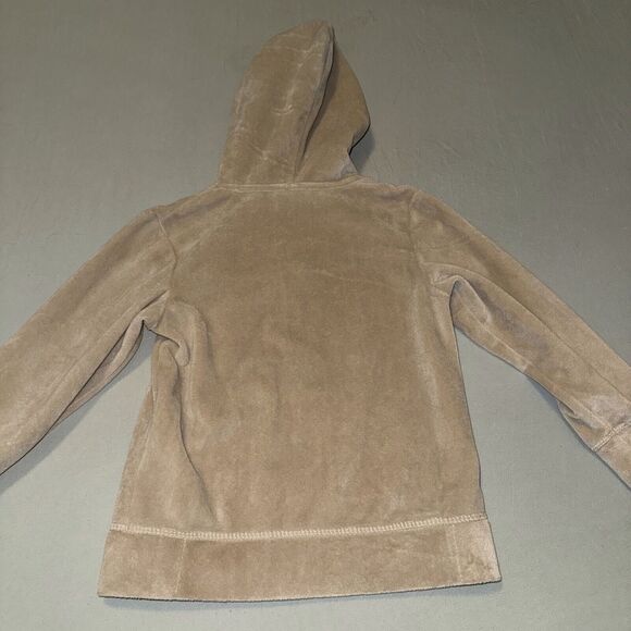 Ameri Mode Fleece Hoodie Girls 4 Taupe Patch Wolves Wolf Long Sleeve Full Zip - Picture 3 of 8